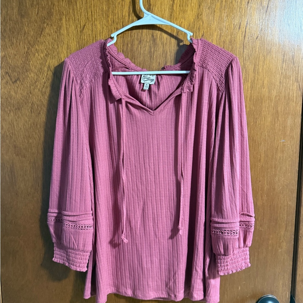 Como Vintage Mauve Blouse with Textured Design